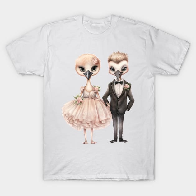 Ostrich Couple Gets Married T-Shirt by Chromatic Fusion Studio